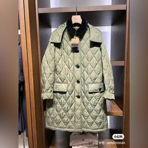 NWT Burberry Olive color long quilted jacket